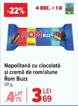 Carrefour Market Napolitană cu ciocolată şi cremă de rom/alune Rom Buzz Ofertă