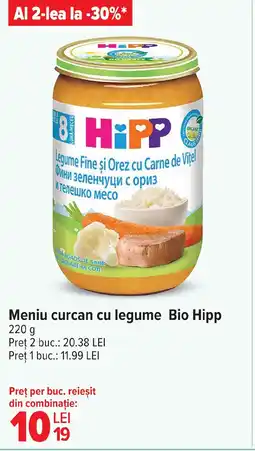 Carrefour Market Meniu curcan cu legume Bio Hipp Ofertă