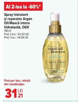 Carrefour Market Spray hidratant şi reparator Argan Oli/Mască intens hidratantă, OGX Ofertă