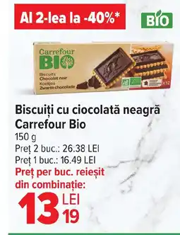 Carrefour Market Biscuiți cu ciocolată neagră Carrefour Bio Ofertă