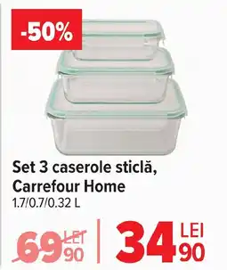 Carrefour Market Set 3 caserole sticlă, Carrefour Home Ofertă
