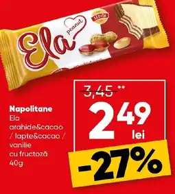 PROFI Napolitane Ela arahide&cacao /lapte&cacao / vanilie cu fructoză Ofertă