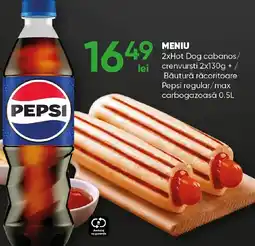 PROFI MENIU 2xHot Dog cabanos/ crenvursti + / Băutură răcoritoare Pepsi regular/max carbogazoasă Ofertă
