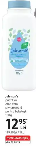 DM Johnson's pudră cu Aloe Vera şi vitamina E pentru bebeluşi Ofertă