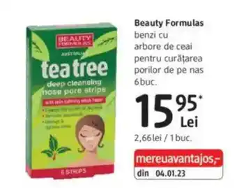 Beauty Formulas benzi cu arbore de ceai pentru curățarea porilor de pe nas