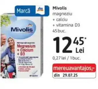 DM Mivolis magneziu + calciu + vitamina D3 Ofertă