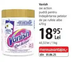DM Vanish oxi action pudră pentru îndepărtarea petelor de pe rufele albe Ofertă