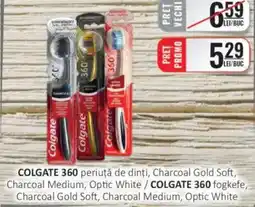 CBA COLGATE 360 periuță de dinți, Charcoal Gold Soft, Charcoal Medium, Optic White Ofertă