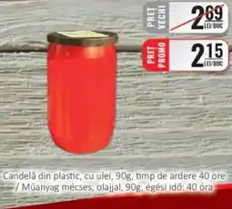 CBA Candelă din plastic, cu ulei, 90g, timp de ardere 40 ore Ofertă