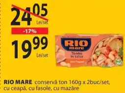 CBA RIO MARE conservǎ ton cu ceapă, cu fasole, cu mazăre Ofertă