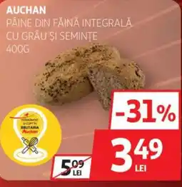 Auchan Auchan pâine din făină integrală cu grâu și seminţe Ofertă