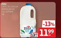 Auchan Zuzu lapte de consum semidegresat 1.5% grasime Ofertă