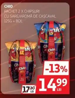 Auchan Chio pachet 2 x chipsuri cu sare/aromă de cascaval Ofertă