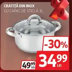 Auchan Cratiţă din inox cu capac de sticlă Ofertă