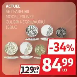 Auchan Actuel set farfurii model frunze culori negru/auriu Ofertă