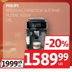 Auchan PHILIPS EP2339/40 Espressor automat putere 1500W Ofertă