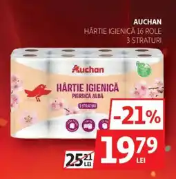Auchan Auchan Hârtie igienică 16 role 3 straturi Ofertă