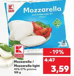 Kaufland Mozzarella / Mozzarella light Ofertă