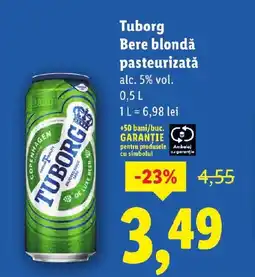 Lidl Tuborg Bere blondă pasteurizată Ofertă