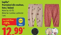 Lidl Lupilu® Pantaloni din molton, fete / băieți Ofertă