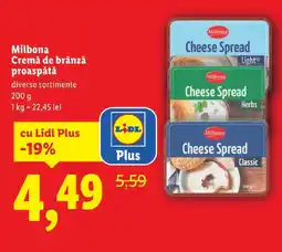 Lidl Milbona Cremă de brânză proaspătă Ofertă