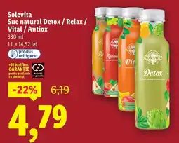 Lidl Solevita Suc natural Detox / Relax / Vital/Antiox Ofertă