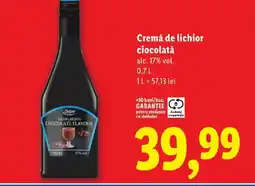 Lidl Cremă de lichior ciocolată Ofertă