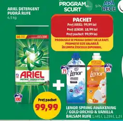 Penny Ariel Detergent pudră rufe + Lenor spring awakening / gold orchid & vanilla balsam rufe Ofertă