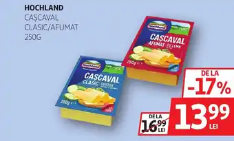 Auchan Hochland cascaval clasic/afumat Ofertă