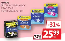 Auchan Always absorbante mega pack împachetări Ofertă