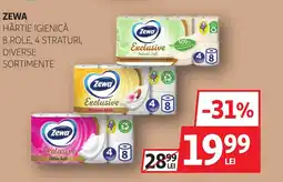 Auchan Zewa hârtie igienică 8 role, 4 straturi Ofertă