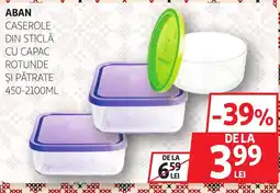 Auchan Aban caserole din sticlă cu capac rotunde şi pătrate Ofertă