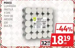 Auchan Pouce lumânări pastilă 4 ore timp de ardere Ofertă