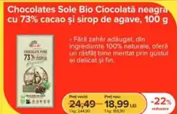 Dr.Max Chocolates Sole Bio Ciocolată neagra cu 73% cacao şi sirop de agave Ofertă