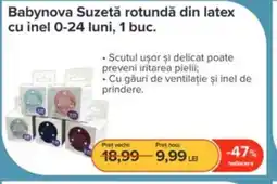Dr.Max Babynova Suzetă rotundă din latex cu inel 0-24 luni Ofertă