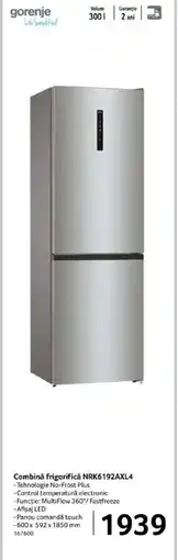 Selgros Gorenje Combinǎ frigorifică NRK6192AXL4 Ofertă