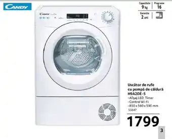 CANDY Uscător de rufe cu pompă de căldură H9A2DE-S