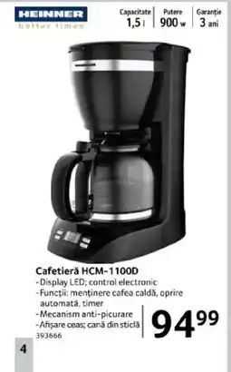 Selgros HEINNER Cafetieră HCM-1100D Ofertă