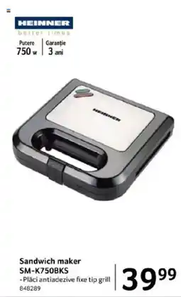 Selgros HEINNER Sandwich maker SM-K750BKS Ofertă
