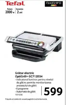 Selgros Tefal Grătar electric OptiGrill+ GC712D34 Ofertă