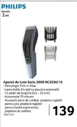 Selgros PHILIPS Aparat de tuns seria 3000 HC3530/15 Ofertă