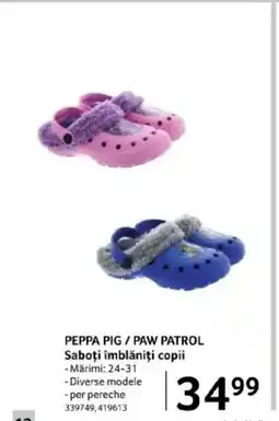 Selgros PEPPA PIG / PAW PATROL Saboţi îmblăniți copii Ofertă
