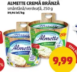 Penny ALMETTE CREMĂ BRÂNZĂ smântânǎ/verdeaţă Ofertă