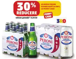 Penny La berea peroni semnalizată la raft, cu penny card Ofertă