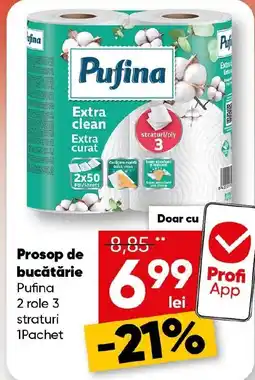 PROFI Prosop de bucătărie Pufina 2 role 3 straturi 1Pachet Ofertă