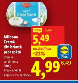 Lidl Milbona Cremă din brânză proaspătă Ofertă