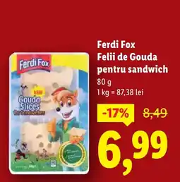 Lidl Ferdi Fox Felii de Gouda pentru sandwich Ofertă