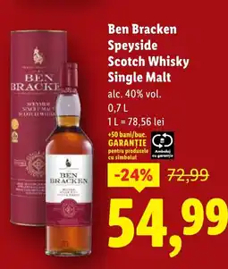 Lidl Ben Bracken Speyside Scotch Whisky Single Malt Ofertă