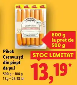 Lidl Pikok Crenvursti din piept de pui Ofertă