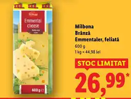 Lidl Milbona Brânză Emmentaler, feliată Ofertă